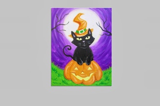Paint Nite: Kitty Witch In A Pumpkin